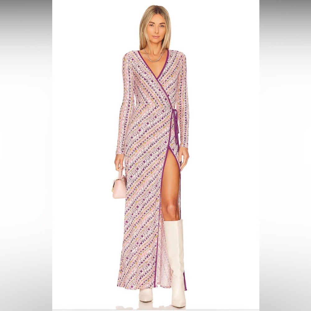 Free People Phoebe Maxi Dress in Peach Combo sz M